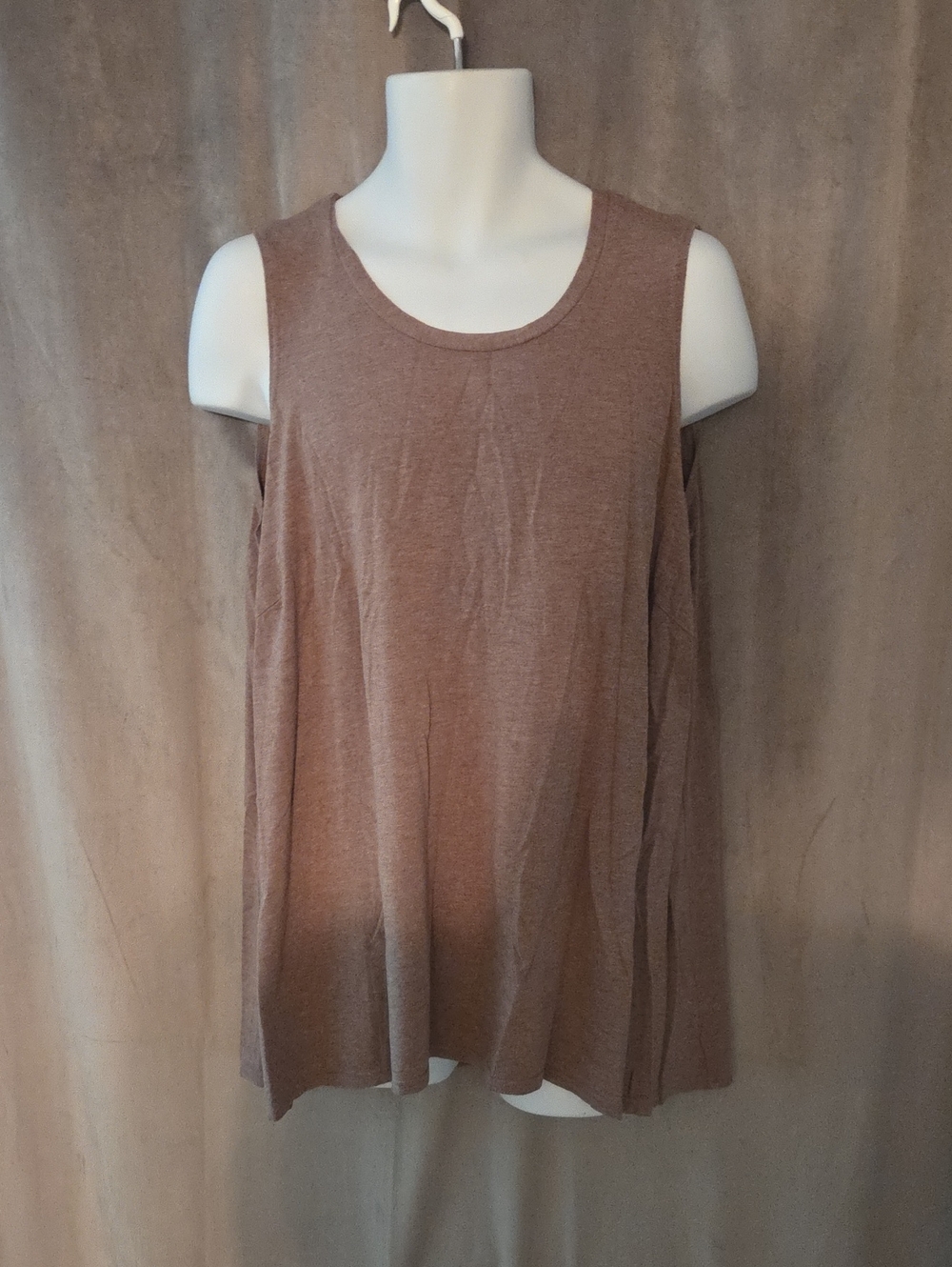 1X Relaxed Scoop Neck Tank Top — Brown